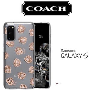 COACH Pink Peony Rose Gold Glitter Floral Samsung Galaxy S20 Case